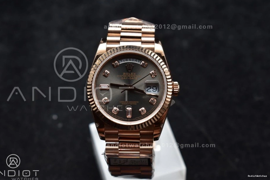 V5 RG Original Diamond (Gain 904L DayDate Grey Weight) on Square President 36 vr3255 Best Bracelet 671 QF with Dial Steel Edition 0422